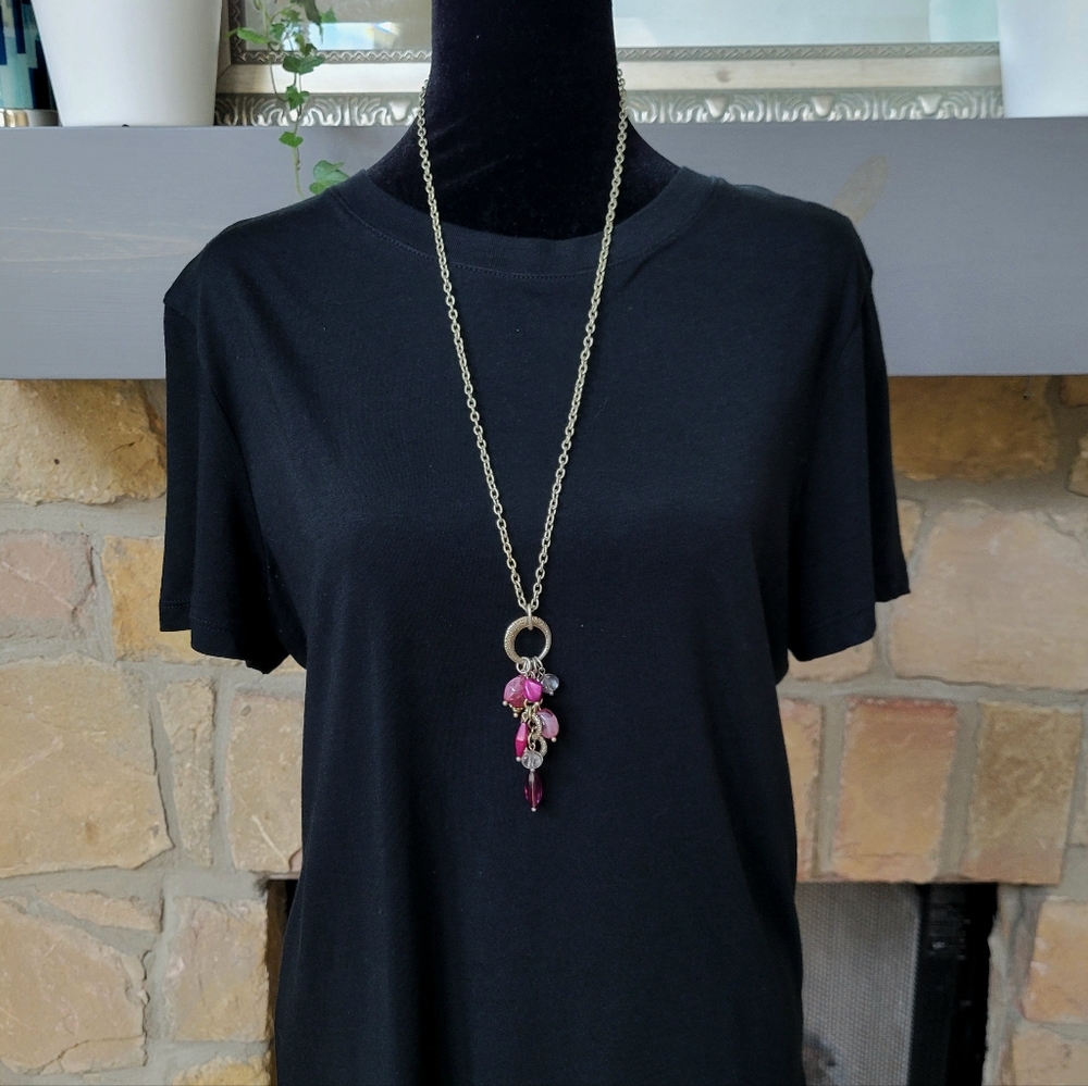 Lia Sophia Berrytini Necklace w/ Pink Crystal Beads